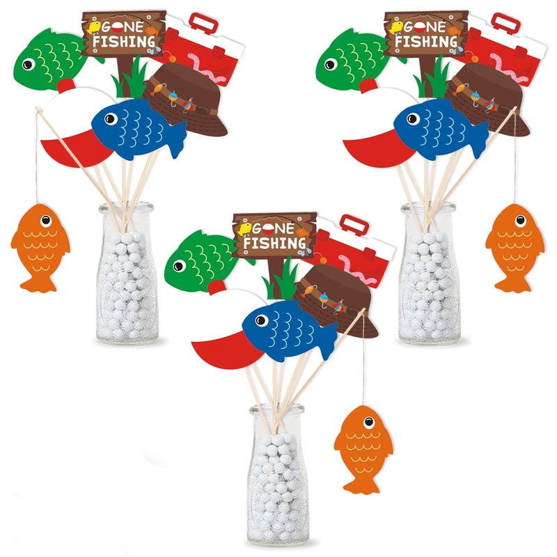Yaaaaasss! 21Pcs Gone Fishing Party Decorations The Big One Fishing Theme Table Centerpieces Little Fisherman Table Toppers for Ofishally One Birthday Party Favor - Image 1